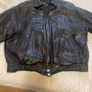 Wilson Black Genuine Leather Bomber Jacket